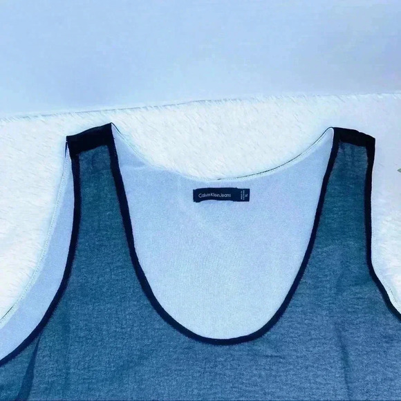 Calvin Klein Gray Sheer High Low Cami Tank Top - Picture 2 of 16